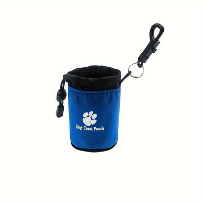 Pochette à friandises pour chien avec clip de ceinture et attache pour harnais - Sac de dressage à cordon et fermeture éclair avec motifs de pattes pour promenades, accessoire portable pour animaux, Noir Bleu Rouge Vert