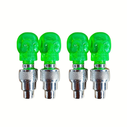 Bouchons de valve de pneu LED avec effet lumineux respirant et cheval au galop, 4/8/16 pièces, capuchons de valve de roue lumineux pour voiture, moto, vélo – Lumière de roue « Wind Fire », protection UV et antidéflagrante – Vert, rouge, bleu, squelette
