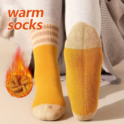 20 paires de chaussettes d'hiver mi-mollet, épaisses, en peluche, chaudes, rayées, bouclées pour femmes et hommes, chaussettes de sol confortables à gousset élastique pour le ski, le snowboard, le temps froid et les sports de plein air