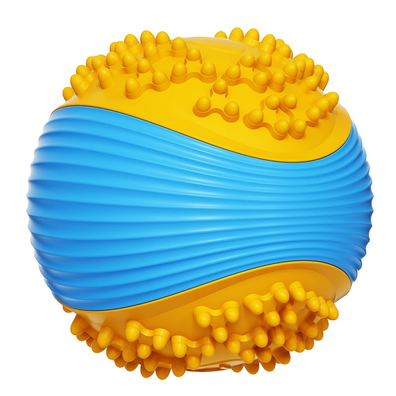 Balle de jeu indestructible pour chiens mâcheurs agressifs – Balle à mâcher en caoutchouc TPR résistant et sonore avec rainures de nettoyage dentaire, jouet interactif à rapporter pour chiens de petites, moyennes et grandes races (Orange et Bleu)