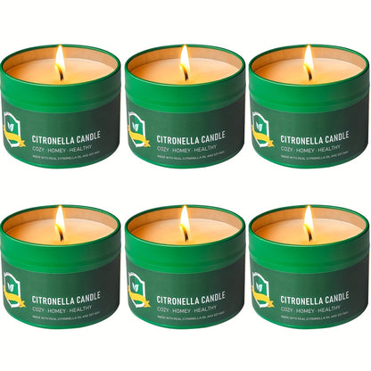 Lot de 6 bougies à la citronnelle pour extérieur, 125 g  chacune, 150 heures de combustion, répulsif naturel anti-moustiques pour terrasse, camping, barbecue, jardin, fête, véranda, décoration de maison, cadeau