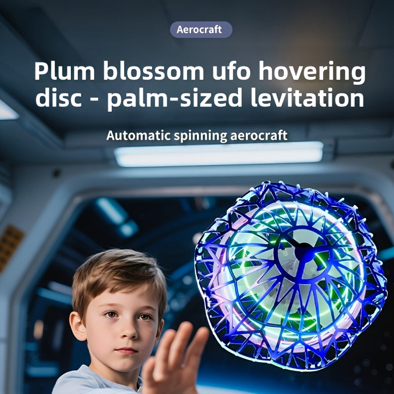 Jouet volant intelligent en forme de soucoupe volante, drone hexagonal rotatif à vol autonome, contrôlé par la main, robot volant d'intérieur, cadeau d'anniversaire ou de Noël pour enfants et adultes, bleu, violet, rouge