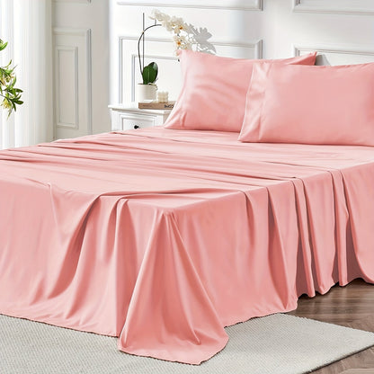 Parure de draps 4 pièces en microfibre à poches profondes – Draps ultra-doux et respirants de qualité hôtelière, résistants à la décoloration et au rétrécissement, toutes saisons, tailles lit simple, double, grand et très grand, choix de couleurs