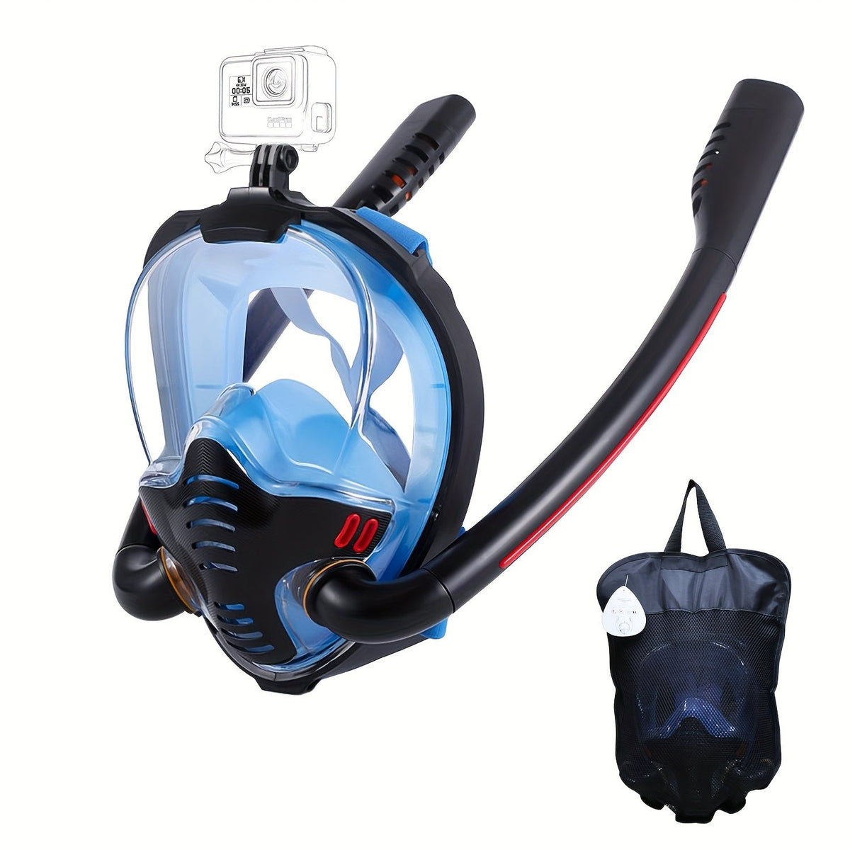 Masque de plongée intégral – Vue panoramique HD à 180° avec système anti-fuite Dry Top, design respirant pour adultes, hommes et femmes, masque de plongée et d'apnée