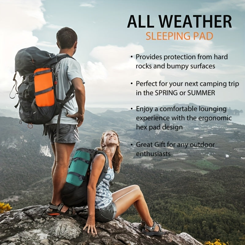 Matelas de couchage autogonflant ultraléger en nylon TPU, pompe intégrée, options une ou deux places, matelas de camping compact et portable pour le camping, la randonnée, le sac à dos, les voyages et les pique-niques, orange et bleu