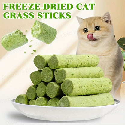 Bâtonnets à mâcher d'herbe à chat lyophilisée – Jouet à mâcher comestible pour le nettoyage des dents et l'élimination des boules de poils, friandises naturelles à l'herbe à chat, 15 ou 30 pièces