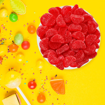 Sachets de 900 g de bonbons gélifiés à la cerise – Bonbons tendres à la cerise saupoudrés de sucre, environ 90 pièces, parfaits pour les buffets de bonbons, les fêtes, les célébrations de fin d'année et les cadeaux
