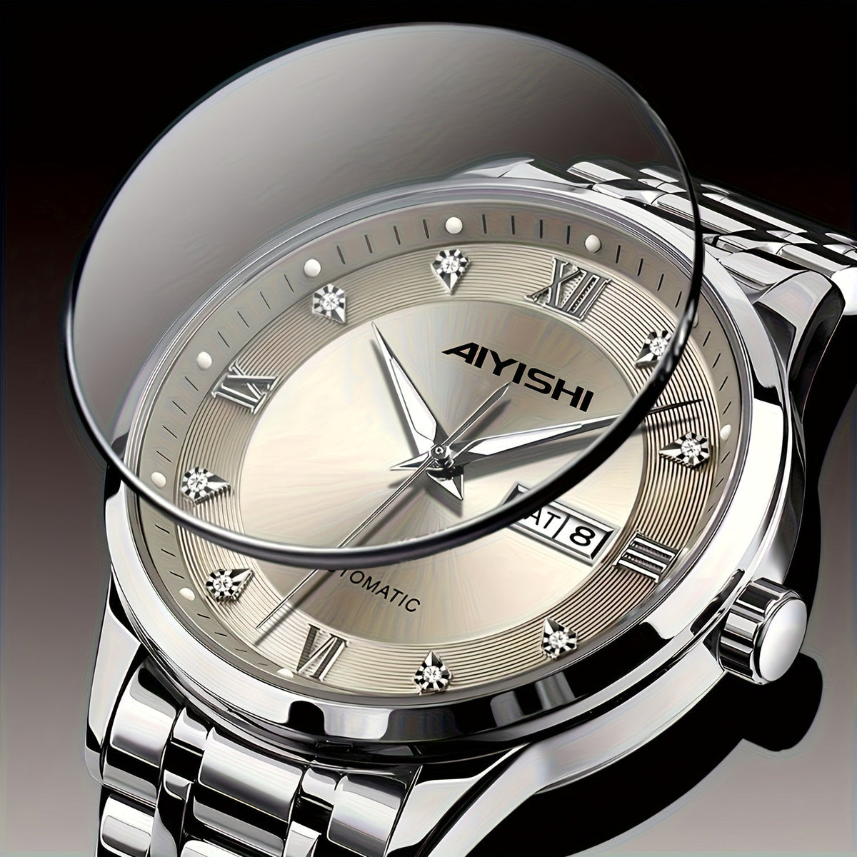 Montre à quartz de luxe pour homme, cadran tourbillon en acier inoxydable, affichage de la date, luminescence nocturne, montre sport et habillée, garde-temps élégant, cadeau de fête des pères pour homme