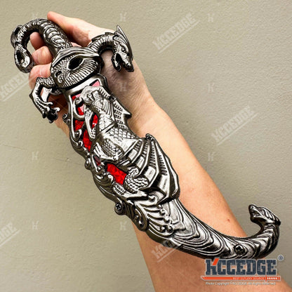 Couteau médiéval fantastique à lame fixe avec fourreau, 23 cm – Acier inoxydable 440 non tranchant, accessoire de cosplay, réplique historique, objet de décoration, 5 couleurs