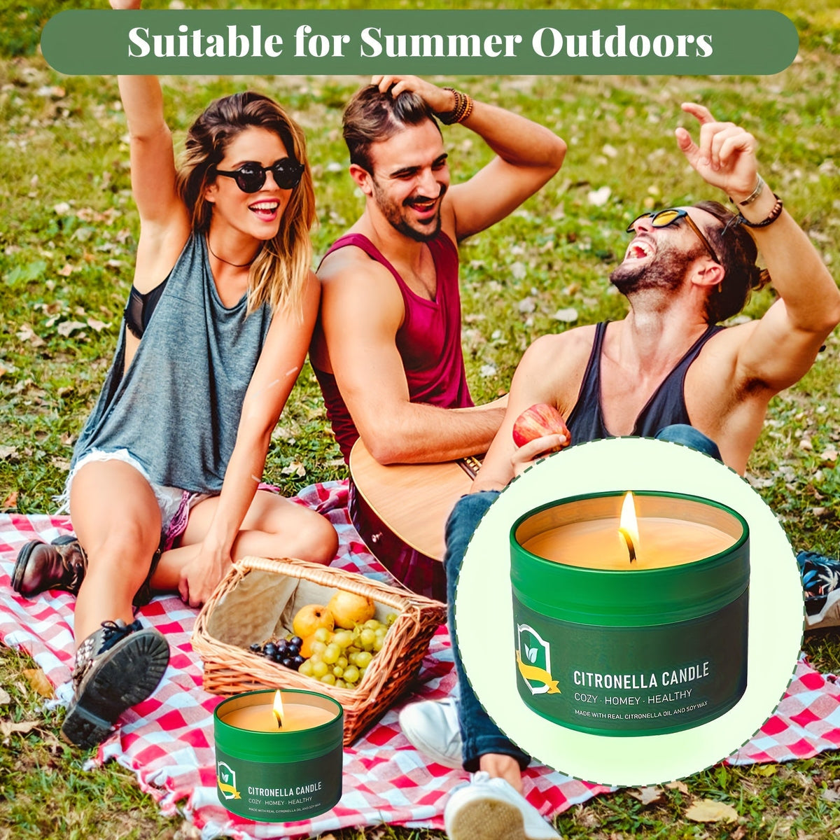 Lot de 6 bougies à la citronnelle pour extérieur, 125 g  chacune, 150 heures de combustion, répulsif naturel anti-moustiques pour terrasse, camping, barbecue, jardin, fête, véranda, décoration de maison, cadeau