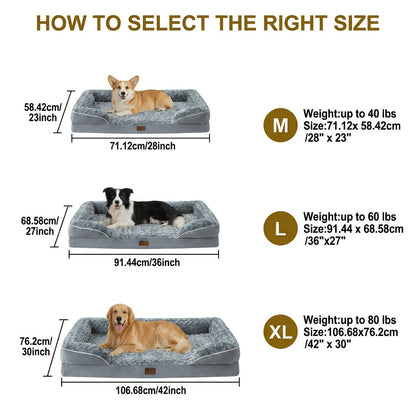 Lit orthopédique pour chien extra large lavable – Canapé en mousse à mémoire de forme en forme de C avec housse amovible, fond antidérapant et rebord de soutien pour chiens de grande et très grande taille, gris