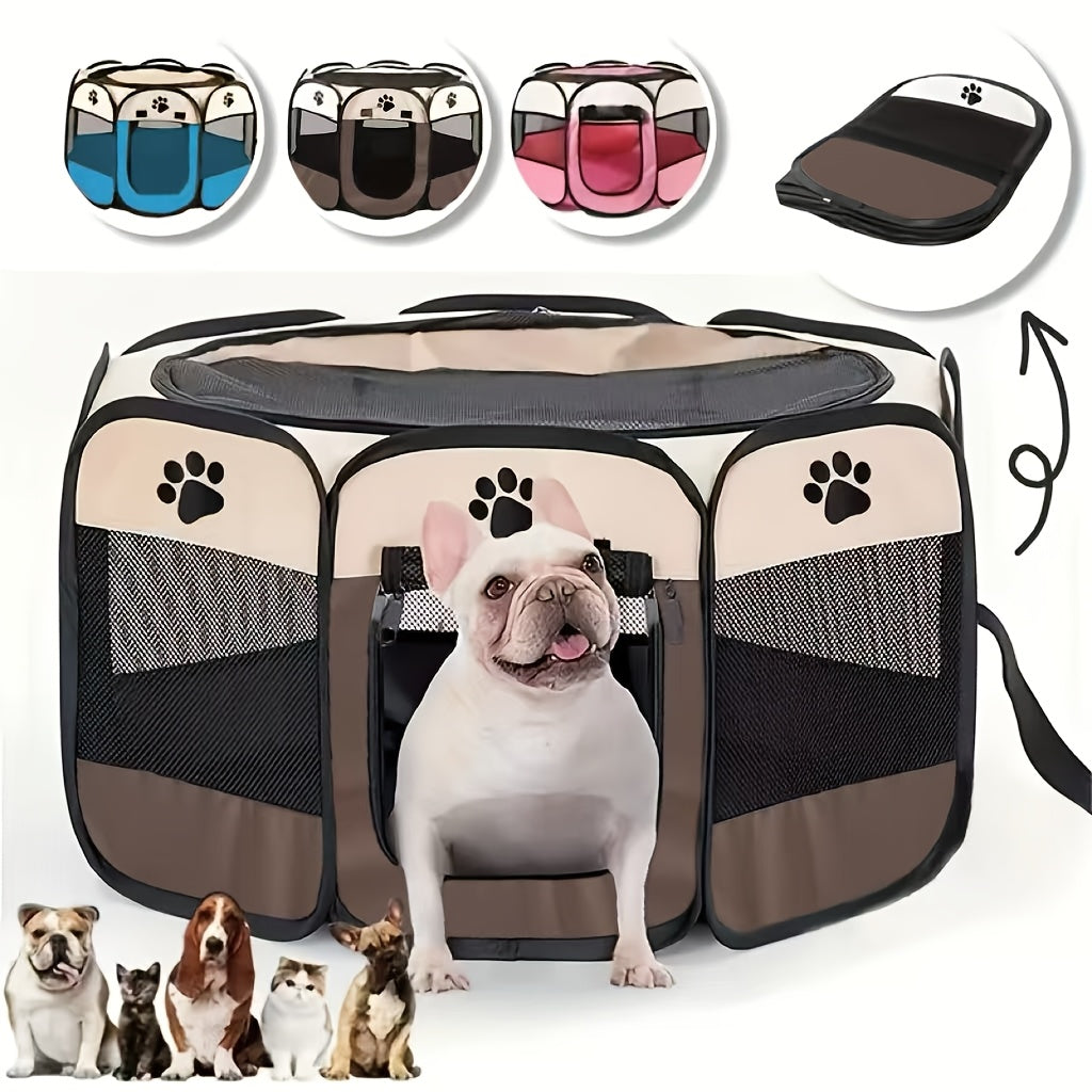 Parc pliable portable pour chiens, chats et lapins – Parc octogonal pour chiots intérieur/extérieur, enclos d'exercice à 8 panneaux pour petits et moyens animaux, installation facile sans outils