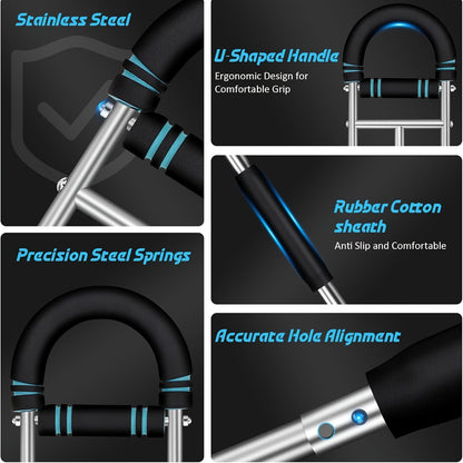 Appareil d'entraînement de la force des bras, extenseur de poitrine, barre à 3 niveaux de résistance réglables, extenseur portable et détachable pour renforcer les avant-bras, appareil de musculation pour le haut du corps à domicile