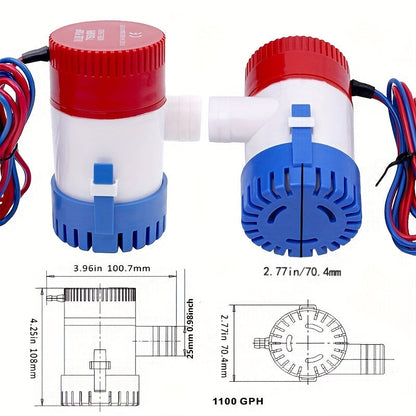 Pompe de cale électrique submersible 1100 GPH 12V, silencieuse, avec interrupteur à flotteur automatique, pour bateaux, yachts, véhicules récréatifs, piscines et évacuation d'eau marine