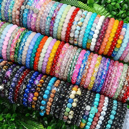 Lot de 30 bracelets bohèmes en perles de verre pour femmes et hommes – Bracelets extensibles multicolores empilables, bijoux bohèmes pour le quotidien, cadeau pour toutes les saisons