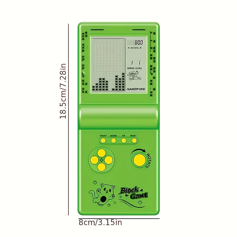 Mini console de jeux portable rétro, style brique, lecteur de jeux vidéo classique, plusieurs jeux intégrés, console d'arcade nostalgique, cadeau pour enfants, adultes, hommes et femmes, bleu vert