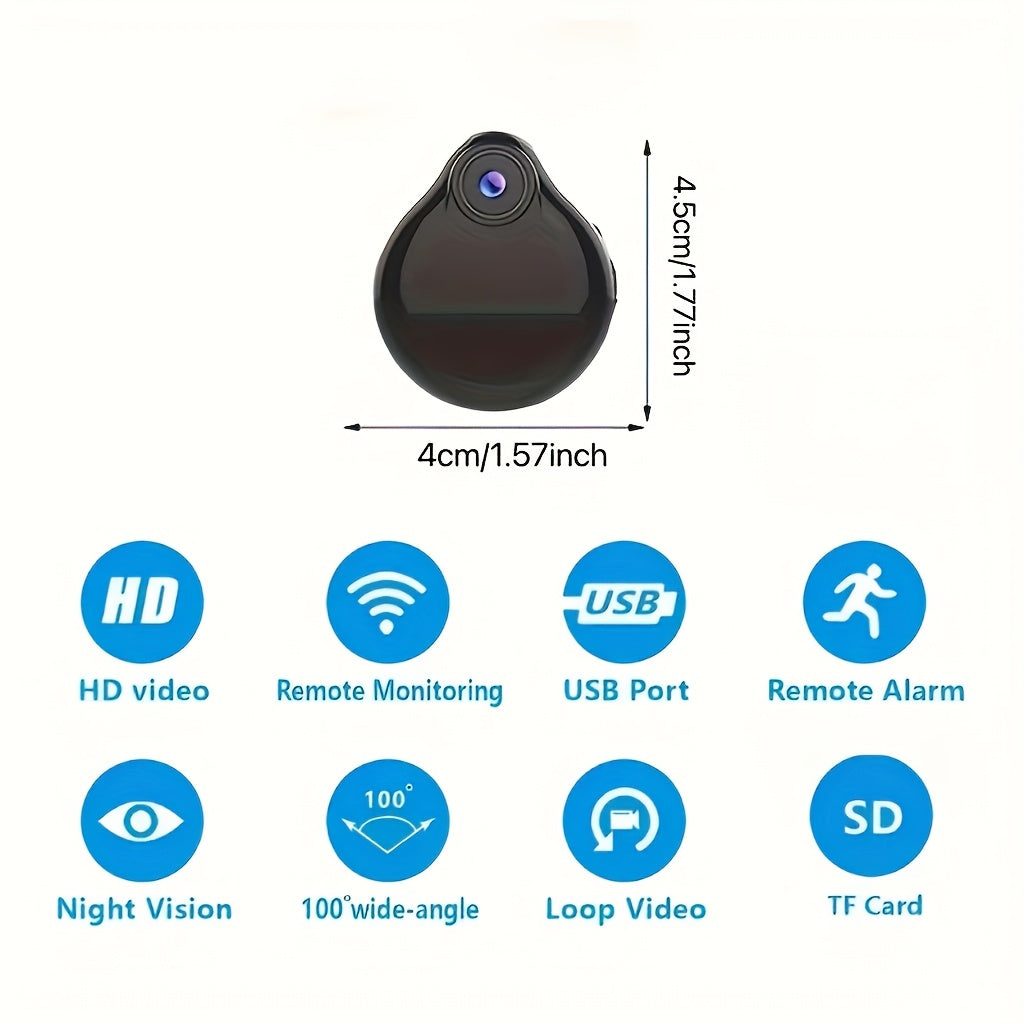 Mini caméra corporelle WiFi – Micro caméra portable avec détection de mouvement, enregistrement vidéo et audio, webcam de surveillance pour la sécurité domestique, batterie intégrée, surveillance à distance sans fil
