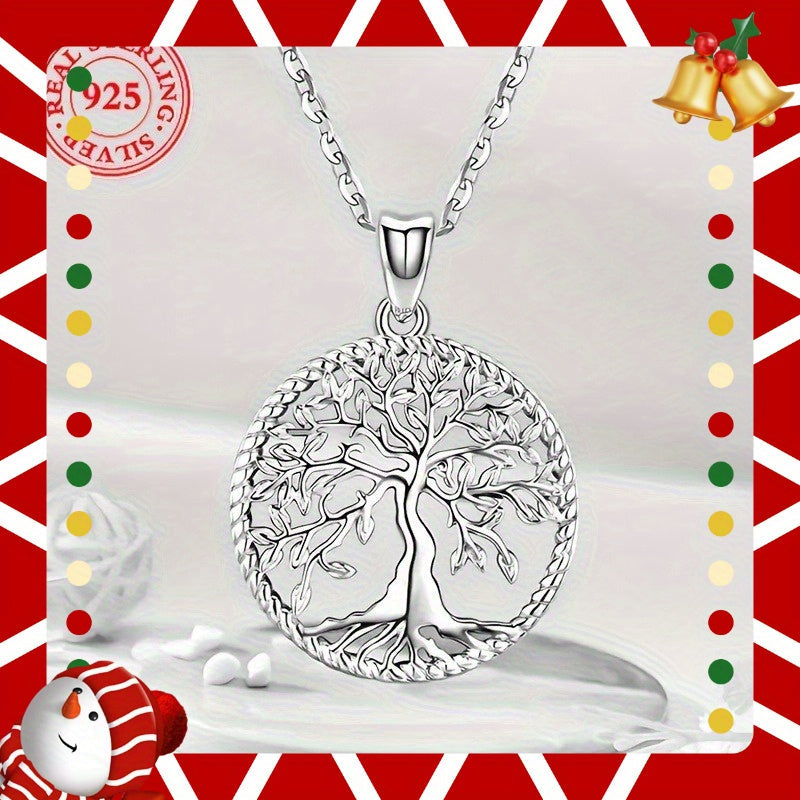 Collier pendentif Arbre de vie pour femme en argent sterling 925 – Style bohème vintage hypoallergénique, cadeau parfait pour elle, idéal pour les tenues décontractées et habillées