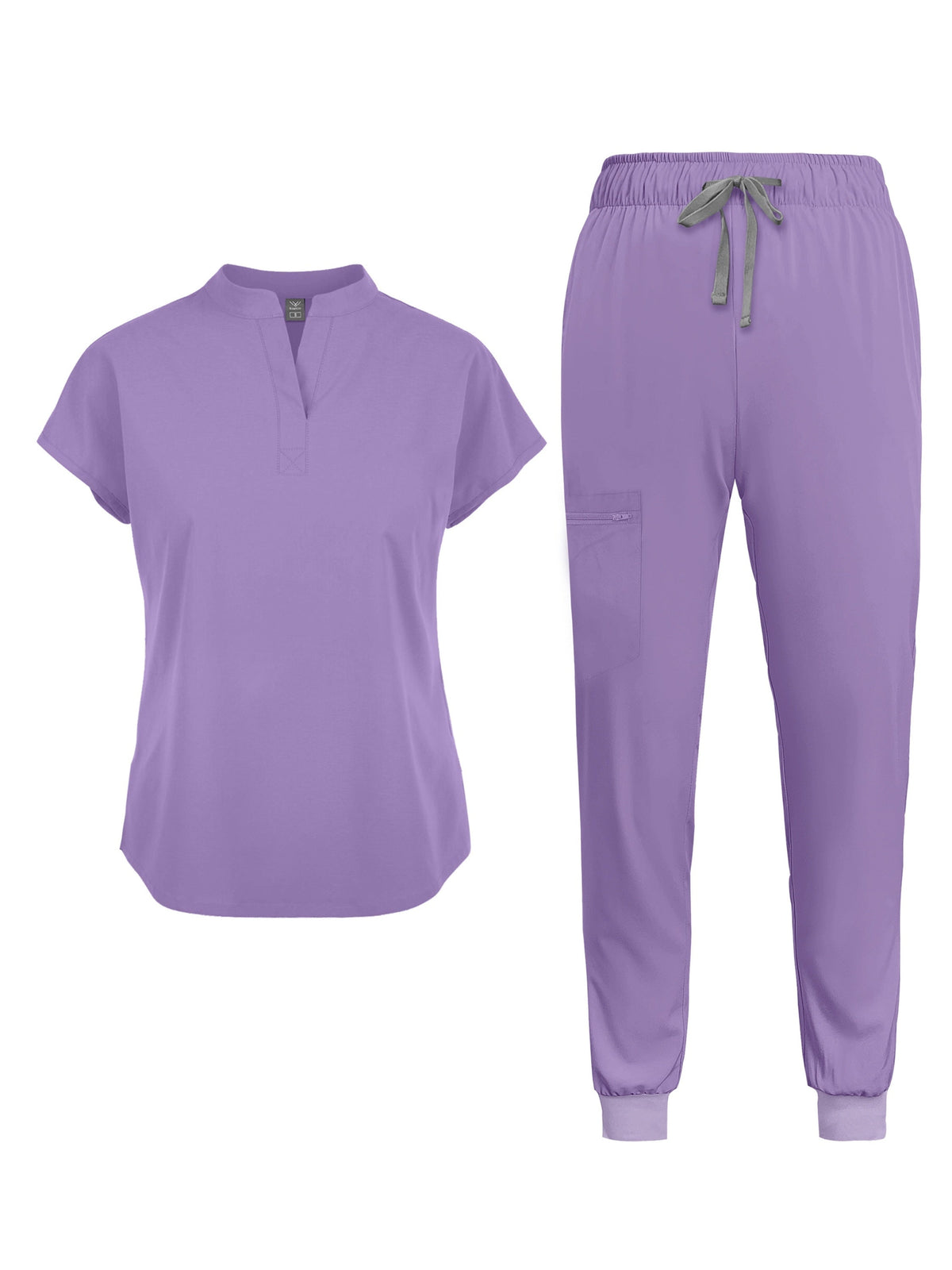 Ensemble de tenue médicale pour femme avec poches - Tunique à manches courtes et pantalon, uniforme médical uni à col officier, tenue de travail toutes saisons pour infirmières et professionnels dentaires S M L XL