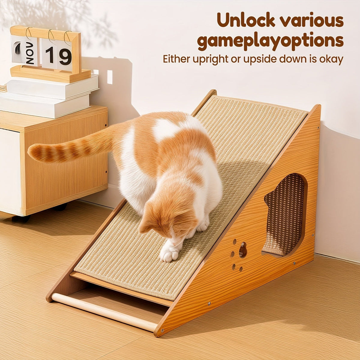 Griffoir pour chat en sisal de 27 pouces – Tapis de griffes multifonctionnel et résistant à l'usure, protège-meubles avec 3 balles de jeu, installation facile, griffoir d'intérieur pour chat
