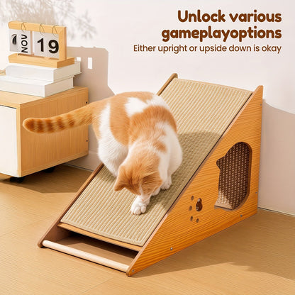 Griffoir pour chat en sisal de 27 pouces – Tapis de griffes multifonctionnel et résistant à l'usure, protège-meubles avec 3 balles de jeu, installation facile, griffoir d'intérieur pour chat