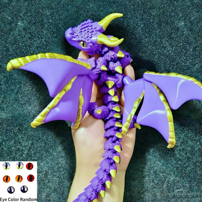 Statue de dragon articulé imprimée en 3D, ailes flexibles à deux cornes, écailles bicolores, figurine décorative de bureau pour collectionneur, cadeau fantastique pour adultes et passionnés de dragons