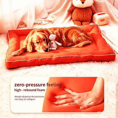 Grand panier carré pour chiens de petite à grande taille – Tapis pour animaux en polyester imprimé antidérapant, garnissage en fibre de polyester, coussin de couchage toutes saisons pour niche d'intérieur