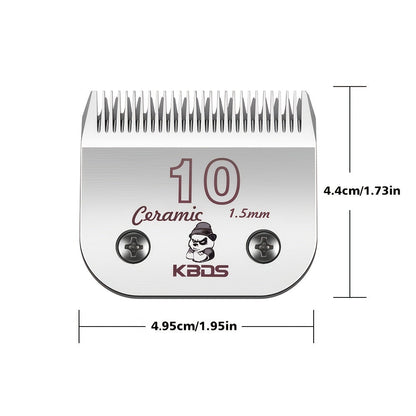 Tête de coupe en céramique amovible pour tondeuse pour animaux n° 10 - Acier à haute teneur en carbone, compatible avec les tondeuses Andis, Oster et A5 - Tête de coupe de rechange professionnelle pour toilettage canin (coupe 1/16 po / 1,5 mm)