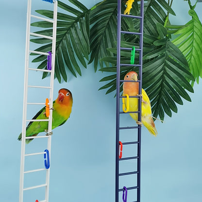 Parrot Climbing Ladder Swing Toy with Swingable Steps Bird Perch for Budgies Cockatiels Canaries Finches Lovebirds Mental Stimulation Cage Accessory White Grey