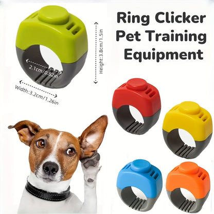 Clicker à bague pour dressage de chien - Clicker de dressage mains libres à porter au doigt pour chiens, chats, oiseaux, chevaux et lapins - Sans pile, taille réglable, couleurs tendance