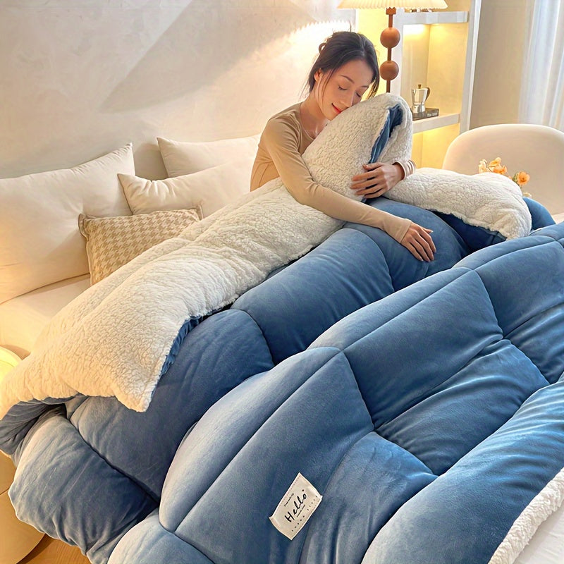 Couette toutes saisons – Douce et épaisse, piquage en damier, couleur unie, ultra-respirante, lavable en machine, pour l'automne, l'hiver et le printemps, tailles simple, double, grand lit et très grand lit