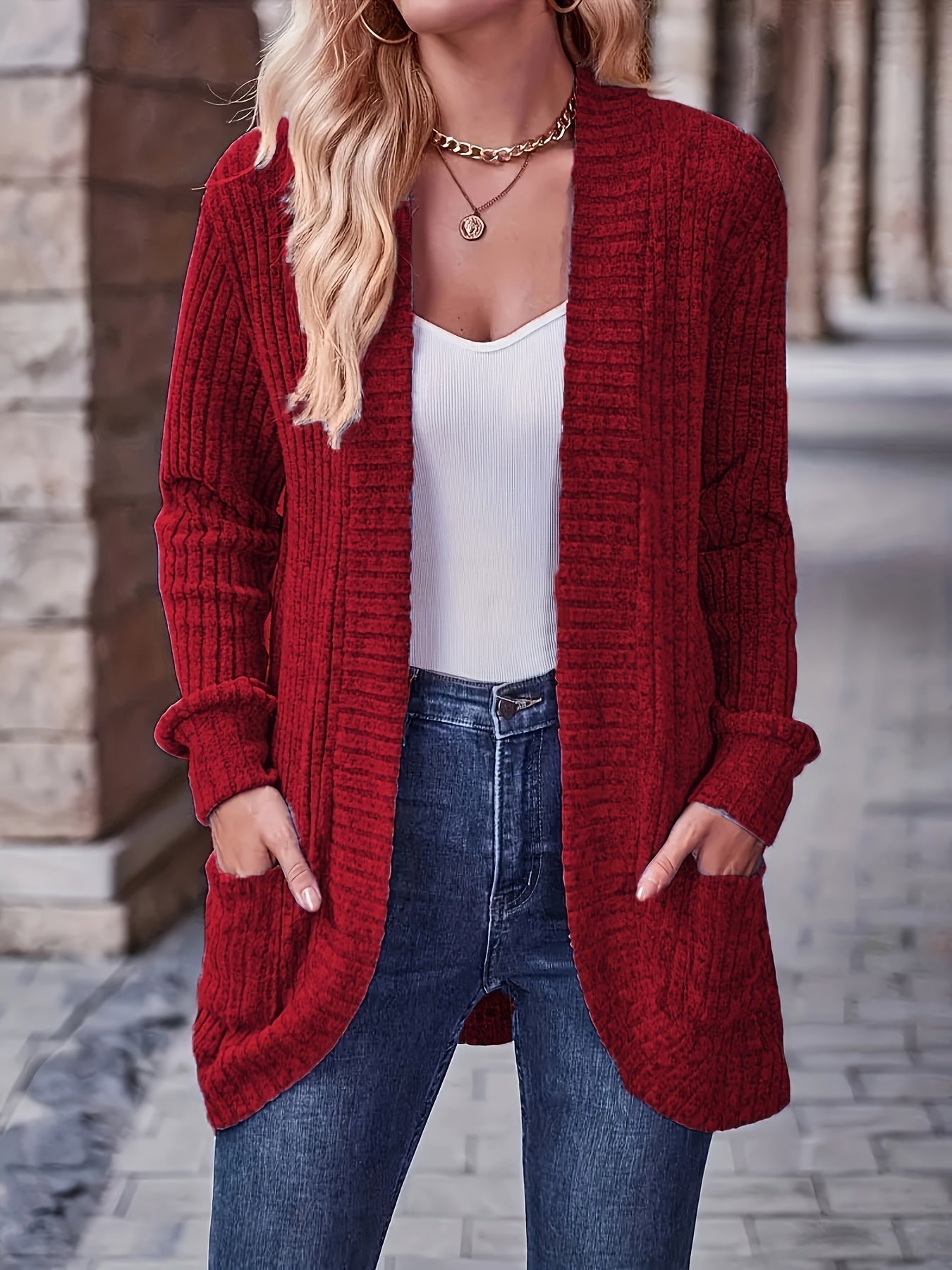 Women's Loose Casual Long Sleeve Blouse Solid Color Pocket Splicing Relaxed Fit Top 10 Colors S-XXL Spring Fall Everyday Wear