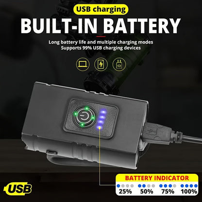 Ensemble d'éclairage de vélo ultra-lumineux rechargeable USB Type-C – Phare avant en alliage d'aluminium 6 modes & feu arrière 4 modes, éclairage LED pour vélo à charge rapide pour la conduite de nuit, le camping et la sécurité