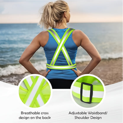 Lot de 2 gilets de running réfléchissants avec support pour téléphone et 2 bracelets réfléchissants – Équipement de sécurité haute visibilité pour hommes et femmes, jogging, promenade de chien, cyclisme