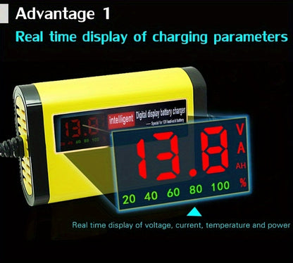 Chargeur et mainteneur de batterie de voiture intelligent 12V, chargeur d'entretien intelligent avec désulfatation et compensation de température pour batteries de 2Ah-100Ah – Compatible avec voiture, camion, moto et tondeuse à gazon