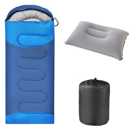 Sac de couchage 3 saisons avec oreiller et sac de compression – Système de couchage léger pour adultes, randonnée, sac à dos, aventures en plein air, voyage et utilisation d'urgence, 4 couleurs