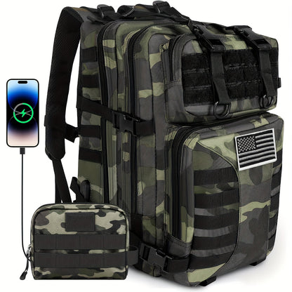 Sac à dos tactique unisexe haute capacité 50L – Sac militaire MOLLE pour le camping, la pêche, la chasse, la randonnée et les voyages – 13 options de couleurs incluant des variantes avec sac à main et sac de rangement