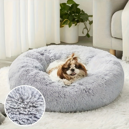 Panier rond pour chien et chat, coussin apaisant en fausse fourrure douce - tapis de caisse chaud et moelleux pour chiens et chats de petite, moyenne et grande taille, plusieurs tailles de 38 à 79 cm