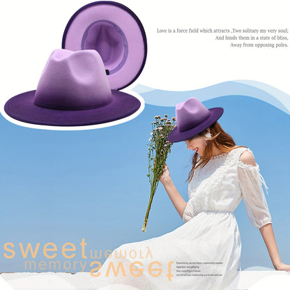 Chapeau Fedora à large bord pour hommes et femmes, style Panama Jazz dégradé bicolore, chapeau de mode classique unisexe, plusieurs coloris