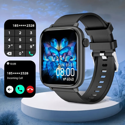 Montre intelligente pour hommes et femmes, étanche IP68, écran tactile complet de 1,83 pouce – Appels et messages sans fil, podomètre, suivi de fitness, compatible iPhone et Android, 6 options de couleur