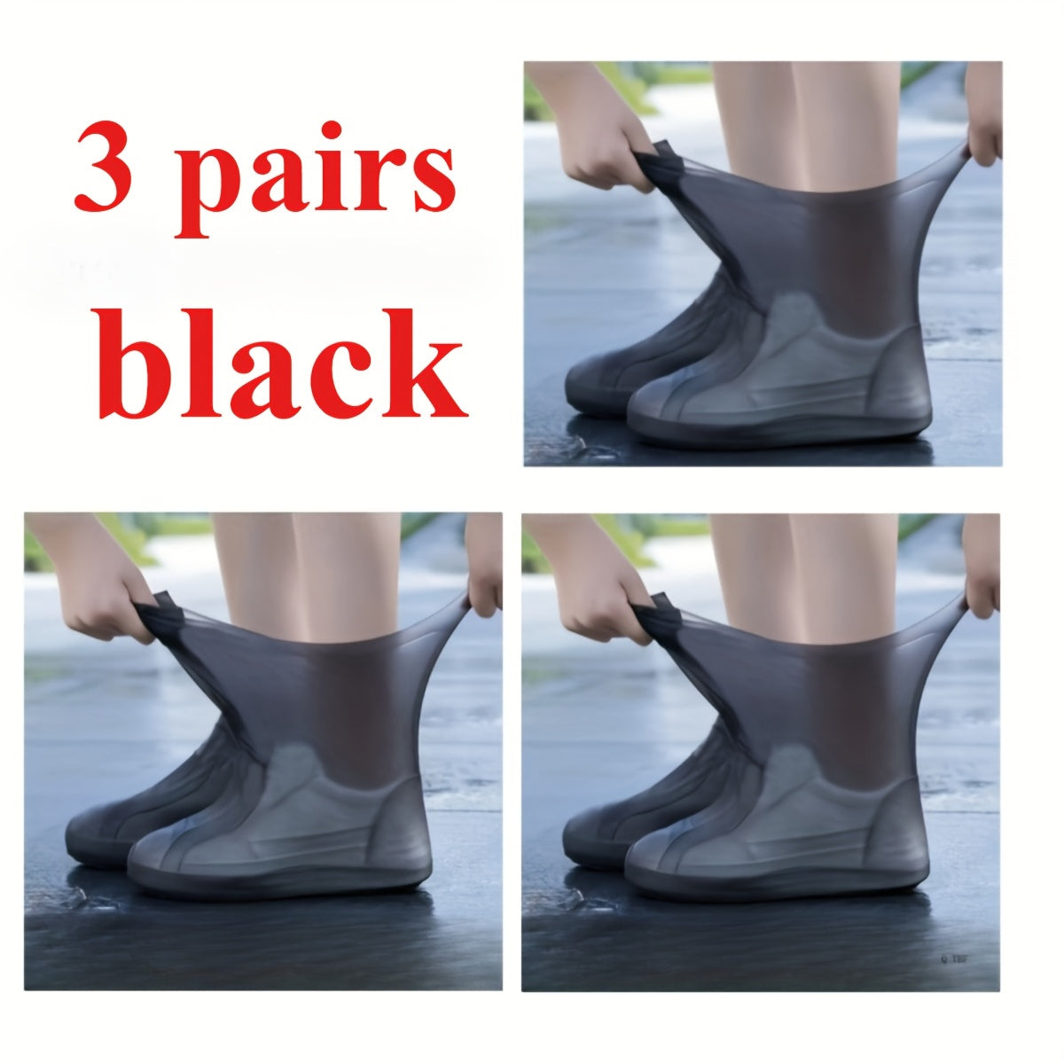 Sur-chaussures de pluie réutilisables en latex pour hommes, femmes et enfants – Lot de 5 paires couleurs assorties, taille unique (EU 34-45), protection antidérapante durable contre la pluie pour usage extérieur