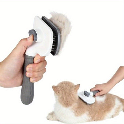 Brosse de toilettage autonettoyante pour animaux – Outil de massage et de démêlage doux pour la peau pour chiens et chats à poils longs et courts – Brosse carde facile à démonter et autonettoyante en un clic pour l'élimination des poils morts