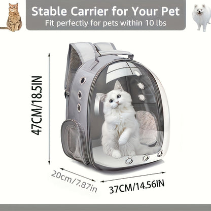 Sac à dos transporteur pour chat type capsule spatiale - Sac de transport portable pour chats et petits chiens avec fenêtre transparente, idéal pour les voyages, la randonnée et les sorties - Sac à dos bulle pour chat, noir
