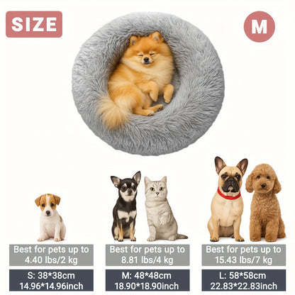 Panier rond pour chien et chat, coussin apaisant en fausse fourrure douce - tapis de caisse chaud et moelleux pour chiens et chats de petite, moyenne et grande taille, plusieurs tailles de 38 à 79 cm