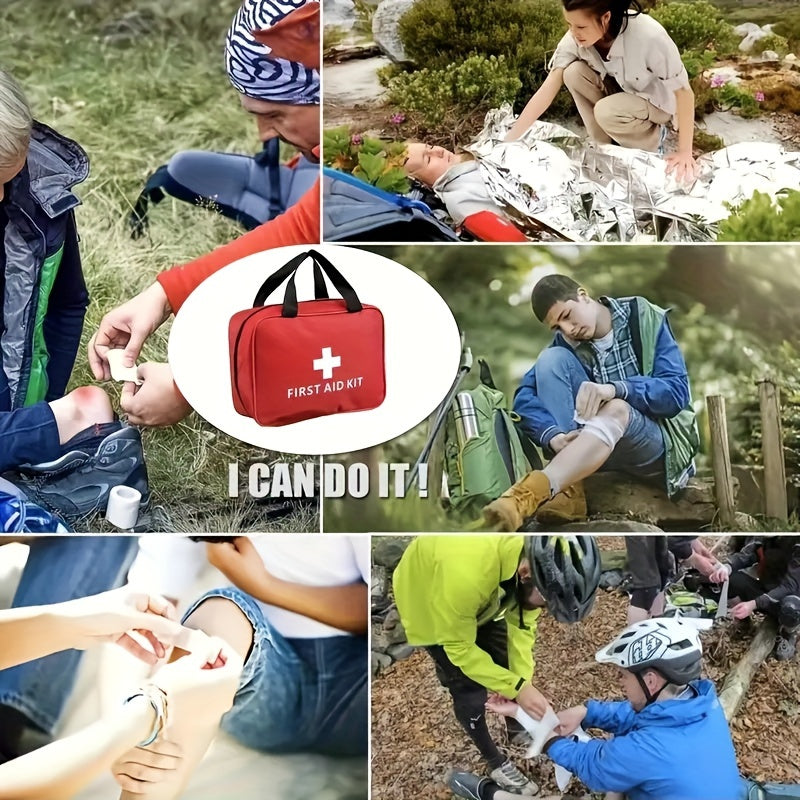 Trousse de premiers secours portable de 22 pièces pour voiture, voyage, camping et randonnée, kit médical d'urgence compact pour la maison, le bureau et les aventures en plein air, sac zippé léger