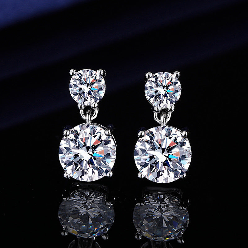 Boucles d'oreilles clous en mo issanite de 5 carats pour femme – Boucles d'oreilles pendantes en argent sterling 925, bijou de luxe brillant, cadeau idéal pour Noël, la Saint-Valentin et les occasions spéciales