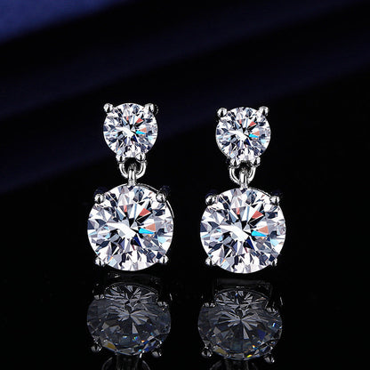 Boucles d'oreilles clous en mo issanite de 5 carats pour femme – Boucles d'oreilles pendantes en argent sterling 925, bijou de luxe brillant, cadeau idéal pour Noël, la Saint-Valentin et les occasions spéciales