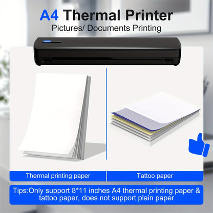 Imprimante thermique portable sans encre sans fil – D810B A4 & US Letter 8,5x11, 200 feuilles par charge, compatible iPhone, Android & ordinateur portable, pour bureau à domicile, école & voyage, inclut 20 feuilles