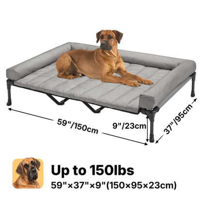 Lit surélevé rafraîchissant pour chien avec matelas amovible – Canapé pour chien surélevé avec rebords, filet respirant et pieds antidérapants pour une utilisation en intérieur et en extérieur