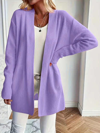 Gilet long femme à col en V et épaules tombantes – Maille douce coupe ample, disponible en 16 coloris pour l'automne et l'hiver, 46 % acrylique, 28 % viscose, 26 % nylon